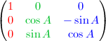 3x3 matrix of rotation about X axis