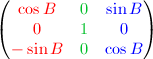 3x3 matrix of rotation about Y axis